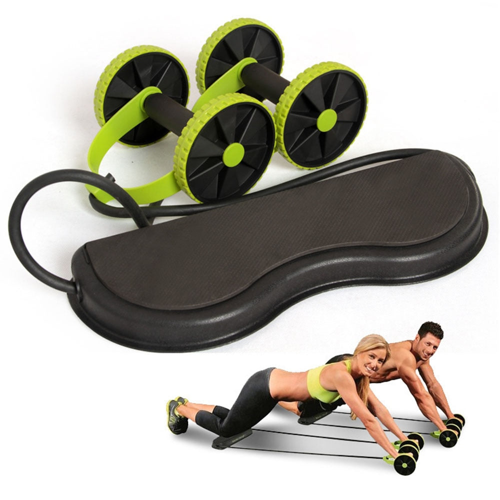 Peggybuy Anti Slip AB Roller Stretch Muscle Trainer Abdominal Wheel with  Mat (Black Blue) 